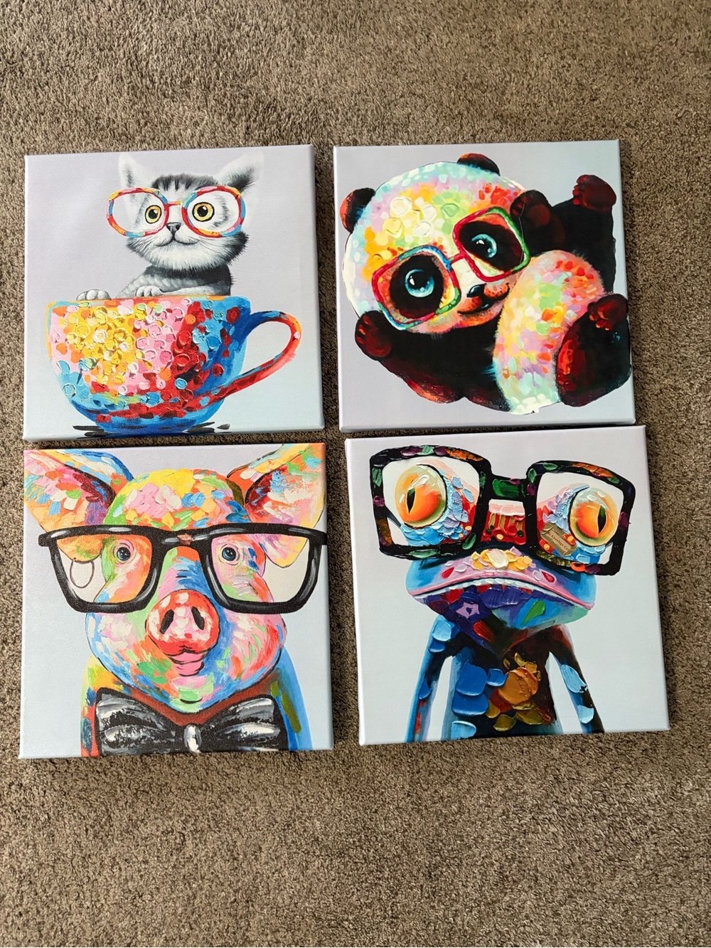 Colorful Animal Canvas Wall Art Set - Multicolor